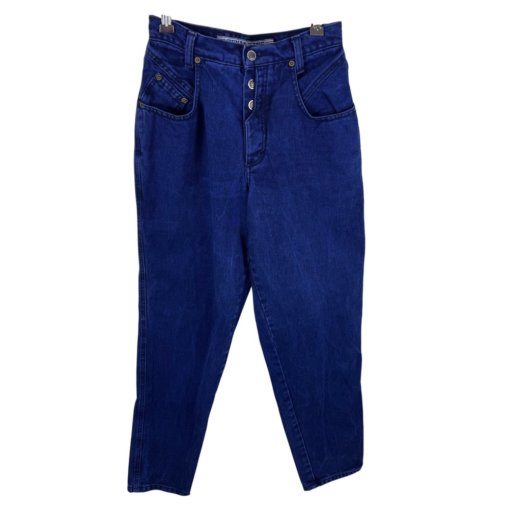 Zena Jeans Vintage High Waisted Tapered Leg Purple Denim Button Fly Womens 9